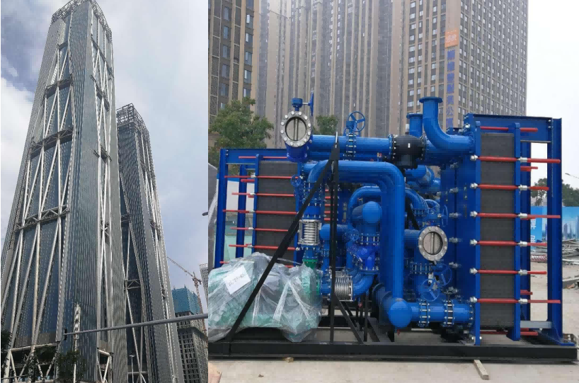 湖南省湘江財富金融中心A9板式換熱機組安裝現場